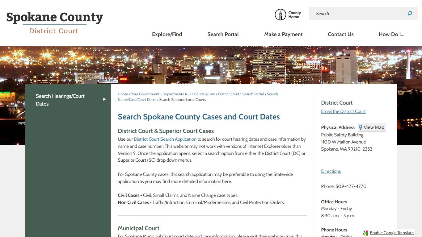 Search Spokane County Cases and Court Dates | Spokane County, WA